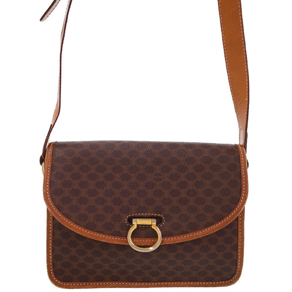 Celine Macadam Leather Shoulder Bag Brown - Picture 1 of 9